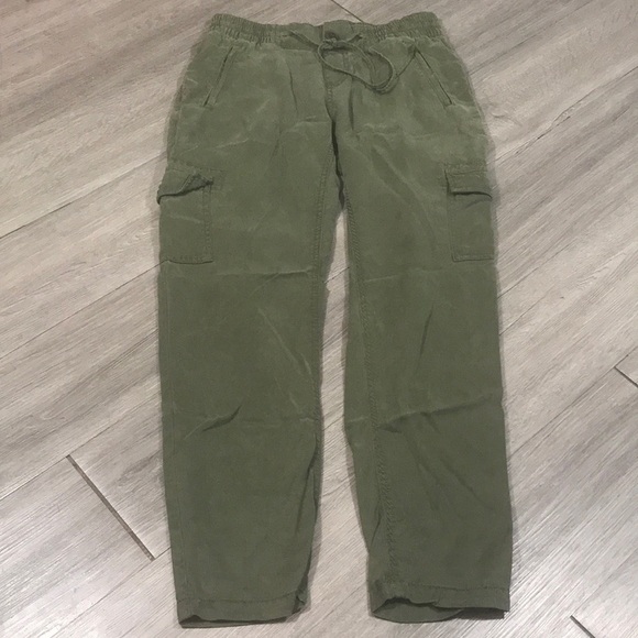 Lucky Brand Olive Green Cargo Style Pull-On Baggy Ankle Pants size XS - Picture 2 of 8